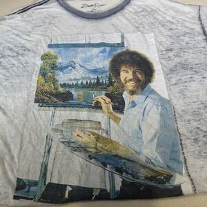 Bob Ross Painter Heavily Distressed Tee Adult XL T-Shirt Sheer Fabric Happy Tree